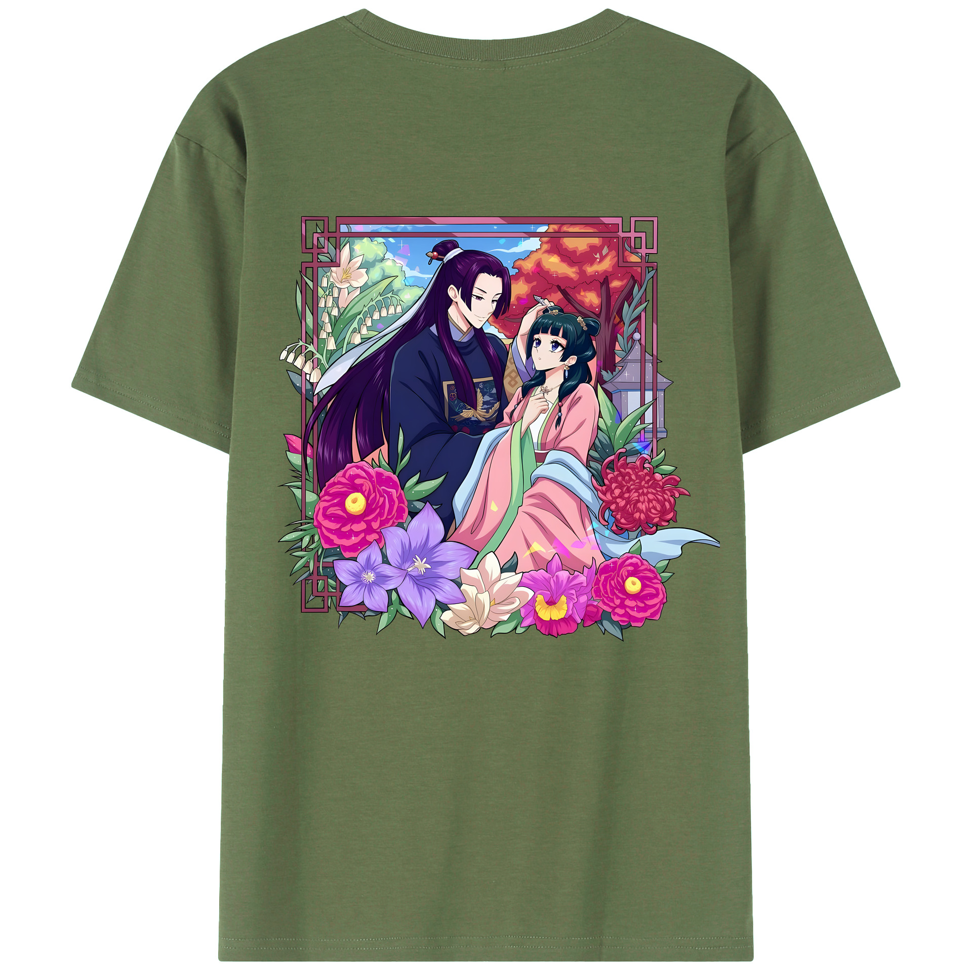 （画像用） 薬屋のひとりごと The Apothecary Diaries 綿100％ メンズ半袖Tシャツ（バックプリント） 通気性